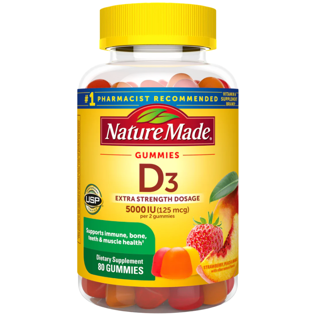 Vitamin D Extra Strength 5000 IU (125 mcg) Gummies